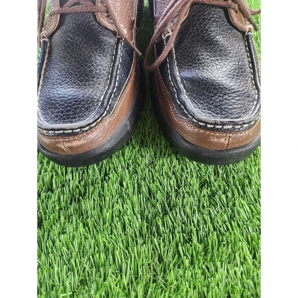 Dr. Comfort Patrick Shoes Mens Size 11 M Brown Black Leather Boat Lace Up Casual